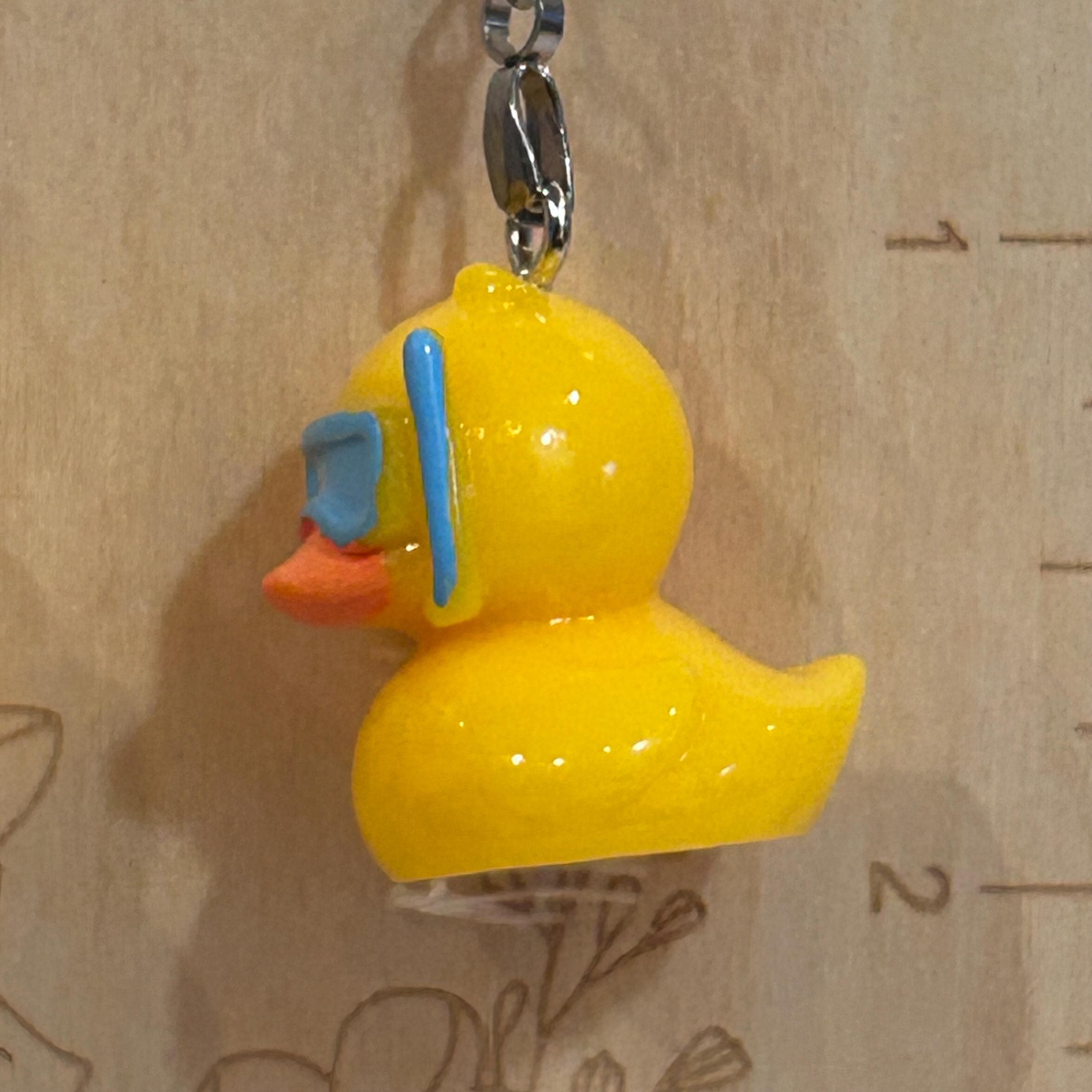 Snorkel Duck Resin Earrings – Yellow Rubber Duck Beach Vacation Jewelry - Thumbnail 4