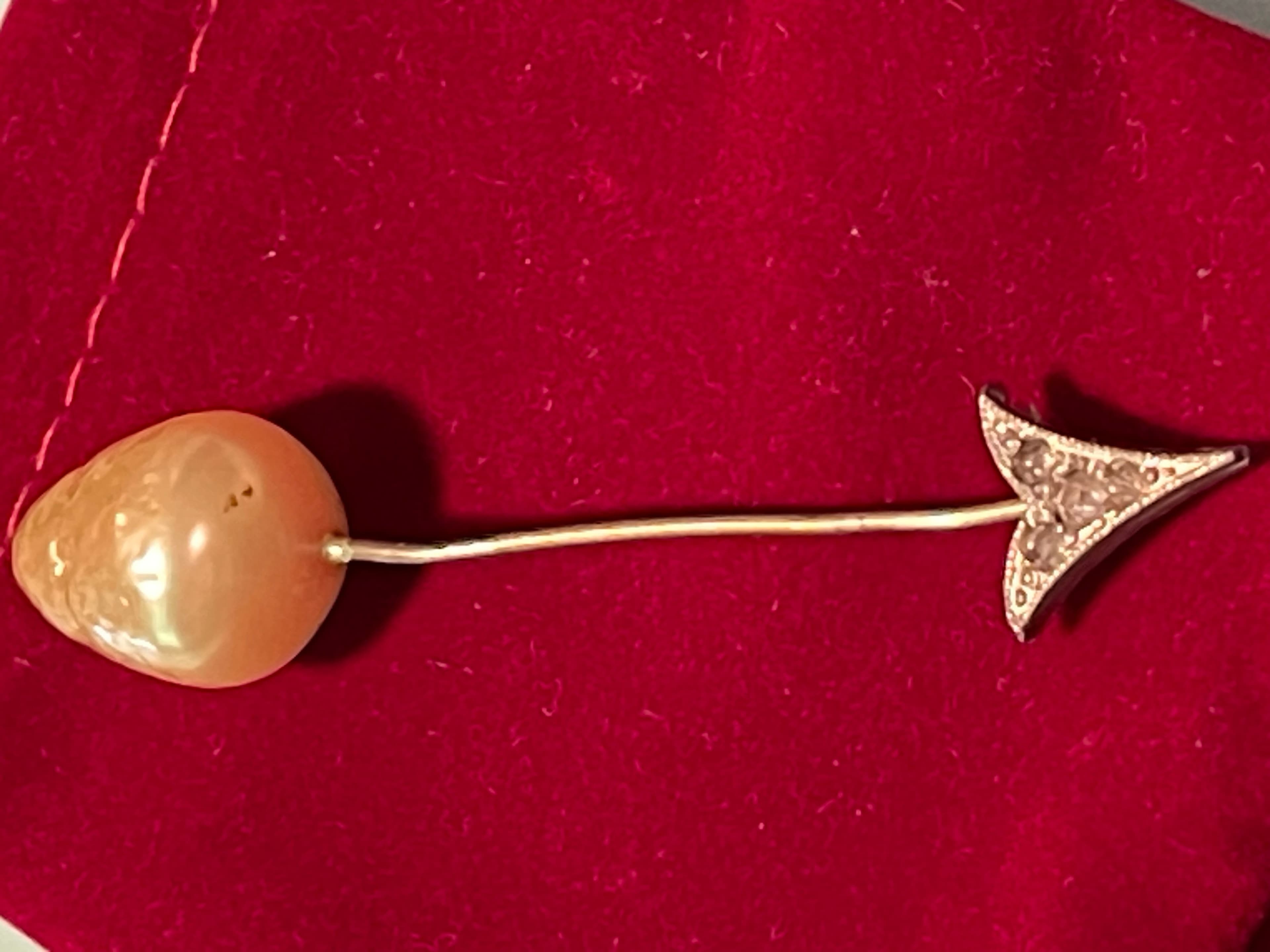 Vintage Pearl & Crystal Hat/Lapel Pin - Thumbnail 10