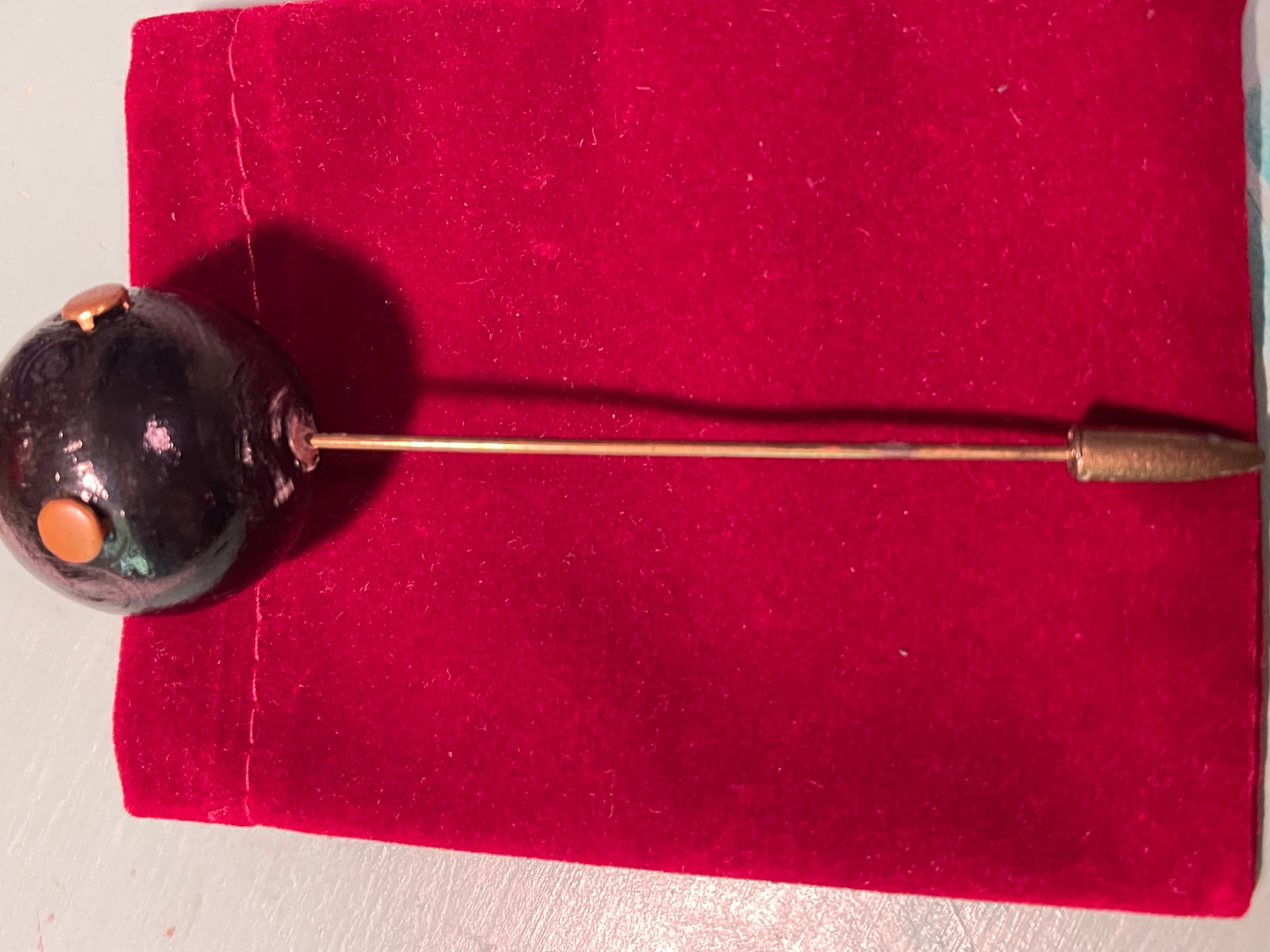 Vintage Art Deco Round Hat/Lapel Pin - Thumbnail 9