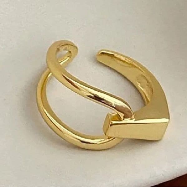 The Abstract Ring in 925 silver plated with yellow 14k gold - Image 1