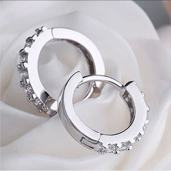The Dainty Hoop Earring in 925 silver with cubic zirconia - Image 1