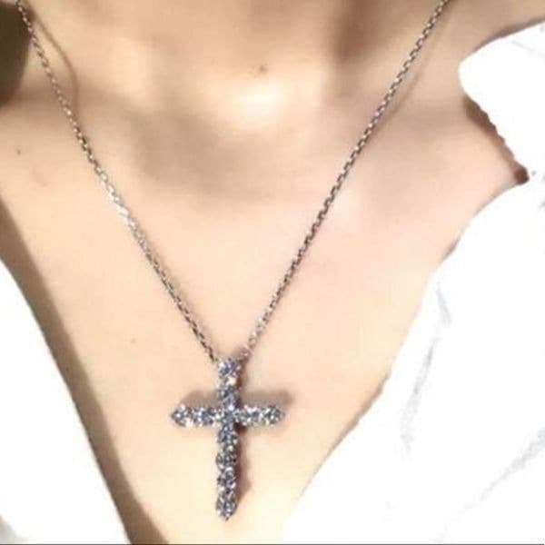 The Classic Cross 925 White Sapphire pendant necklace - Thumbnail 2
