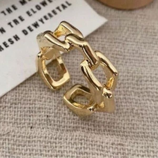 The 3D Geo Ring in 18k gold over 925 silver adjustable - Image 1