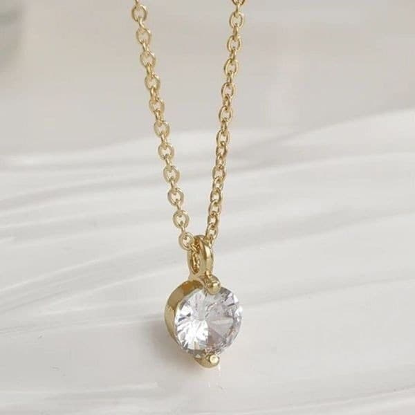 The Dainty Solitaire pendant necklace in gold - Image 1