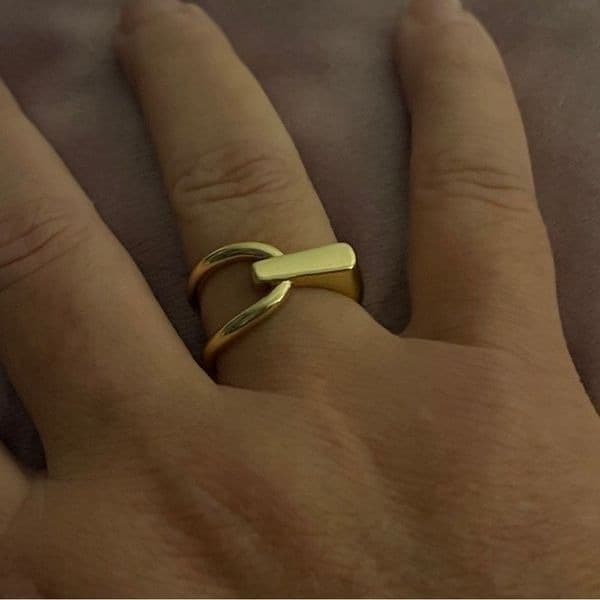 The Abstract Ring in 925 silver plated with yellow 14k gold - Thumbnail 3