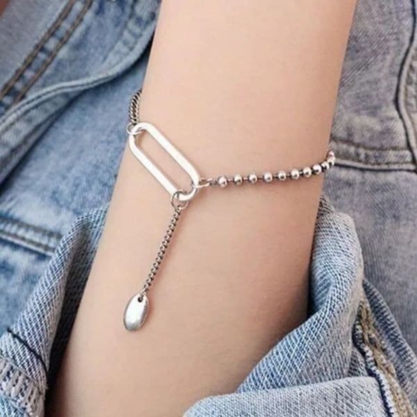 The Delicate Drop Chain and Link Bracelet in 925. - Thumbnail 2