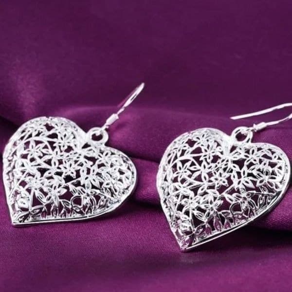 The Vintage Heart oversized drop earrings in Tibetan Silver - Thumbnail 2