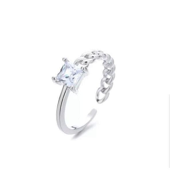 The Multi Ring adjustable 925 half link ring with cubic zirconia - Thumbnail 4