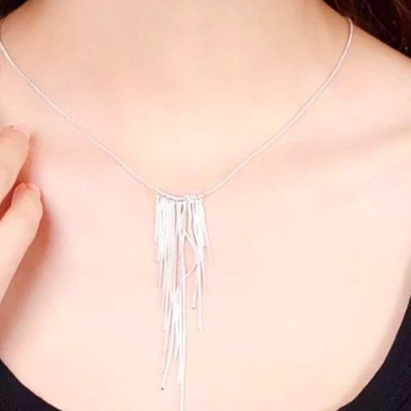 The Roaring 20’s 925 Silver retro fringe necklace - Thumbnail 4