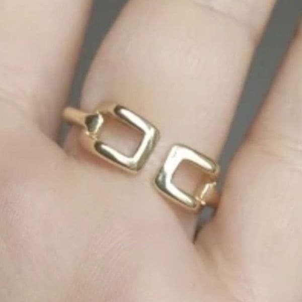 The 3D Geo Ring in 18k gold over 925 silver adjustable - Thumbnail 4