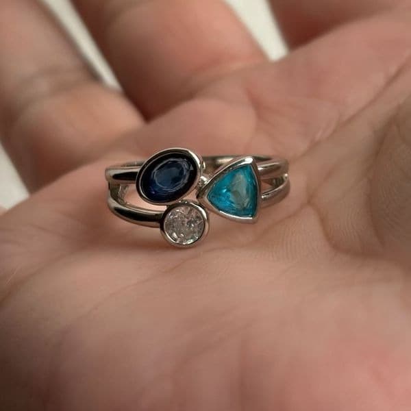 The Shades of blue ring in 925 silver and lab created gem stones sz 8 - Thumbnail 2