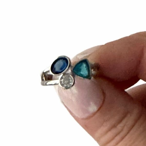 The Shades of blue ring in 925 silver and lab created gem stones sz 8 - Thumbnail 7