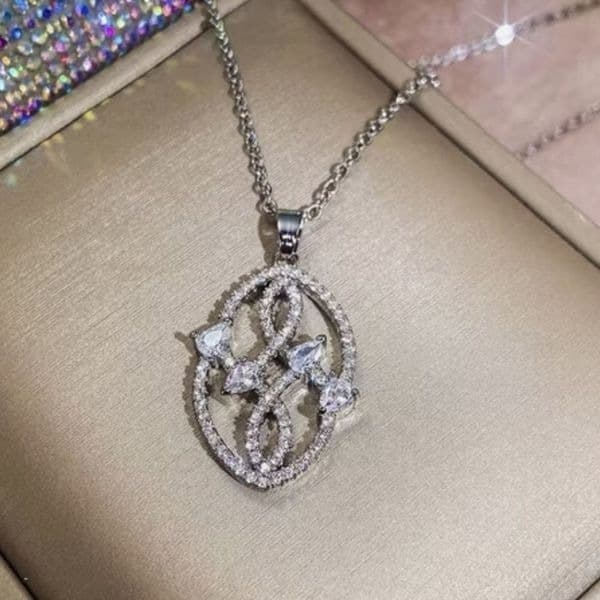 The Vintage Pendant with cubic zirconia in silver - Thumbnail 5