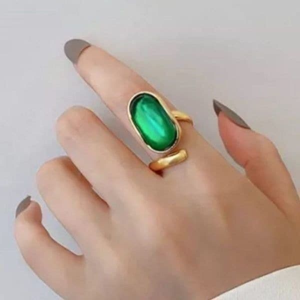 The Manor Cocktail Ring in gold plated silver adjustable - Image 1
