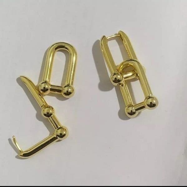 The U Link 2 in 1 Statement Drop Earring in Gold 925/14k - Thumbnail 2