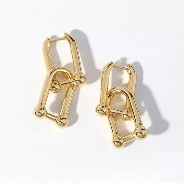 The U Link 2 in 1 Statement Drop Earring in Gold 925/14k - Thumbnail 5
