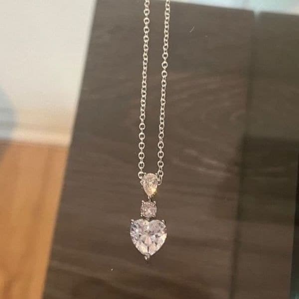 The 2 ct Heart Cut Pendant 14K White Gold Finish in 925 - Thumbnail 6