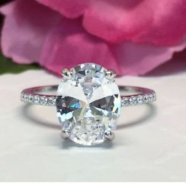 Marry Me Oval 2 Carat 925 silver and lab created diamonds sz 9 - Thumbnail 4