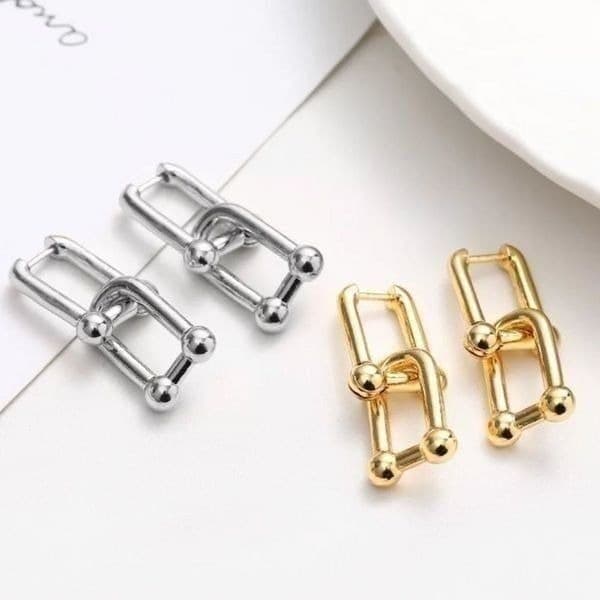 The U Link 2 in 1 Statement Drop Earring in Gold 925/14k - Thumbnail 8