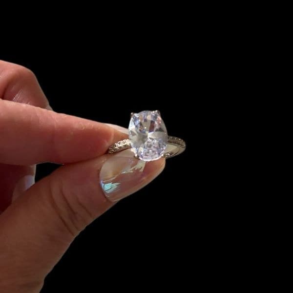 Marry Me Oval 2 Carat 925 silver and lab created diamonds sz 9 - Thumbnail 5