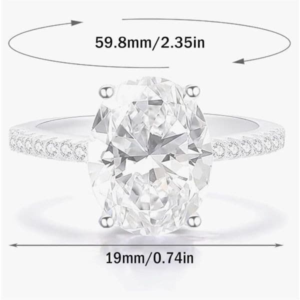 Marry Me Oval 2 Carat 925 silver and lab created diamonds sz 9 - Thumbnail 2