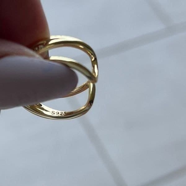 The Triple Bling Ring adjustable in 14k gold over 925 with cubic zirconia - Thumbnail 6