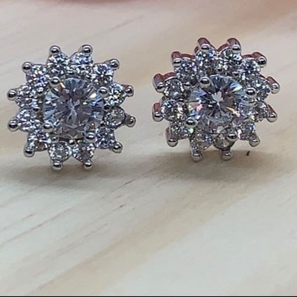 The Sunflower 925 Silver White Sapphire earrings - Image 1