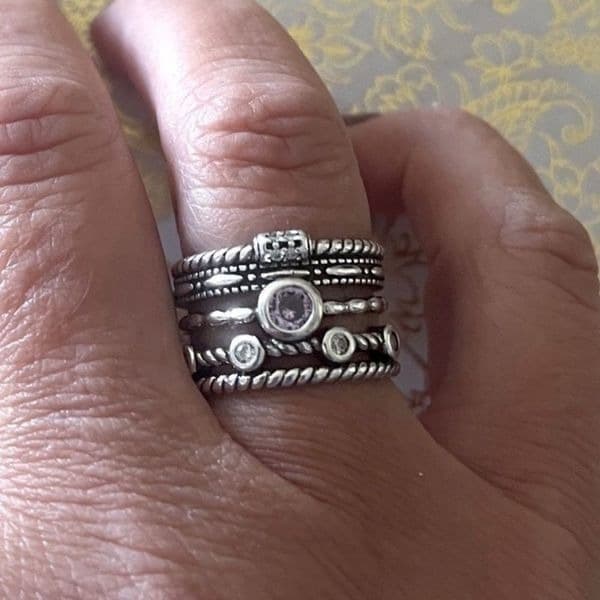 The boho band ring in antiqued 925 silver - Image 1