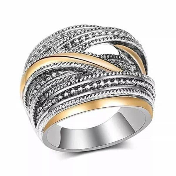 The Designer 2 Tone 925 Silver Statement Ring sz 9 - Thumbnail 3