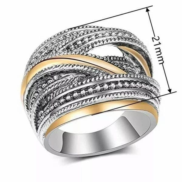 The Designer 2 Tone 925 Silver Statement Ring sz 9 - Thumbnail 4