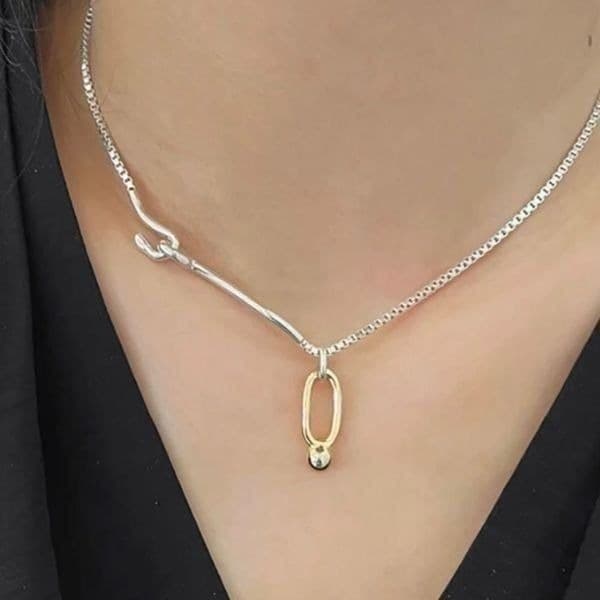 The Asymmetry Two Tone Abstract necklace in 925 silver. - Thumbnail 2