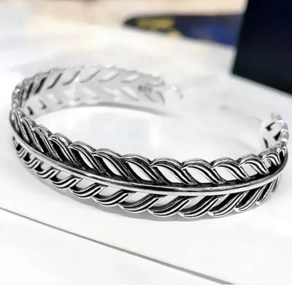 The Braided Cuff Bracelet adjustable, in 925 silver. - Thumbnail 2
