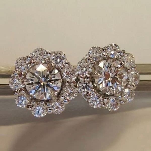 The Sunflower 925 Silver White Sapphire earrings - Thumbnail 2