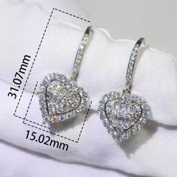 The Heart of Bling 925 Silver Drop Earrings w White Sapphire - Thumbnail 3