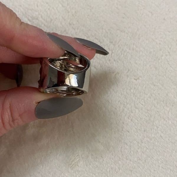 The Designer 2 Tone 925 Silver Statement Ring sz 9 - Thumbnail 10