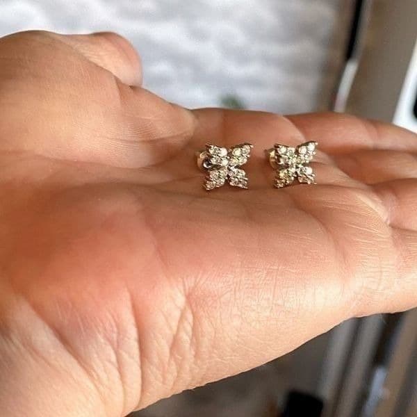 The Fabulous Four Points Dainty 925/White Sapphire Drop stud earrings - Thumbnail 5