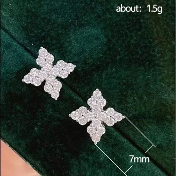 The Fabulous Four Points Dainty 925/White Sapphire Drop stud earrings - Thumbnail 6