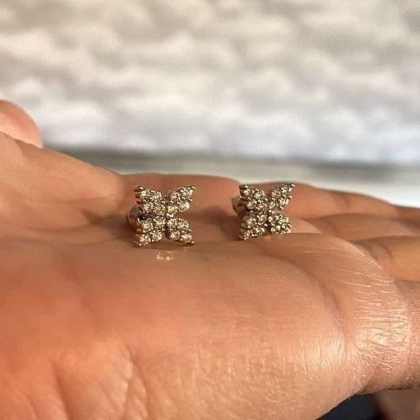 The Fabulous Four Points Dainty 925/White Sapphire Drop stud earrings - Thumbnail 3