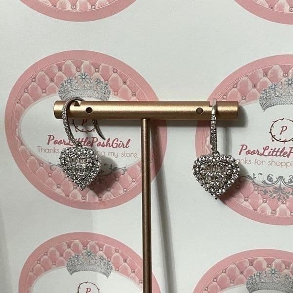 The Heart of Bling 925 Silver Drop Earrings w White Sapphire - Thumbnail 4