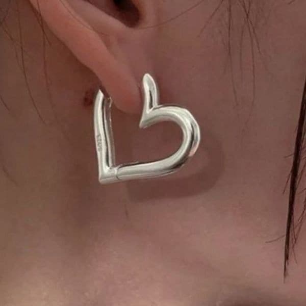 The Statement Heart earrings hoop huggie in 925 silver - Image 1