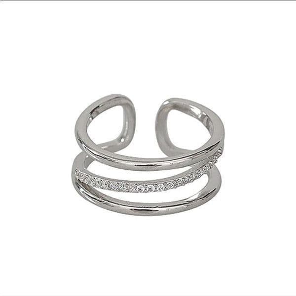 - The Triple Bling Ring adjustable in 925 silver & cubic zirconia - Thumbnail 4
