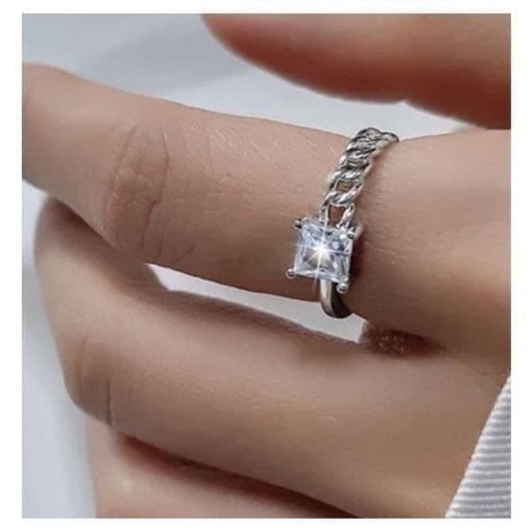 The Multi Ring adjustable 925 half link ring with cubic zirconia - Image 1
