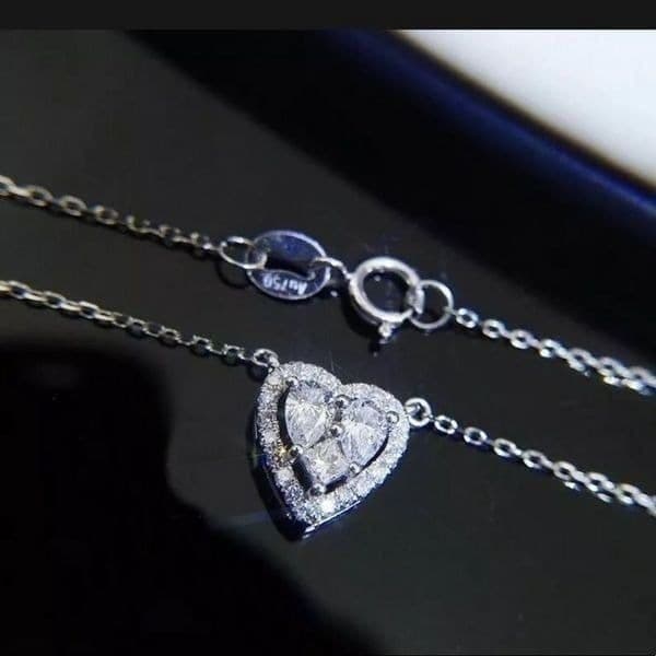The Loving Heart Pendant Cubic Zirconia & 925 Silver Necklace - Thumbnail 4