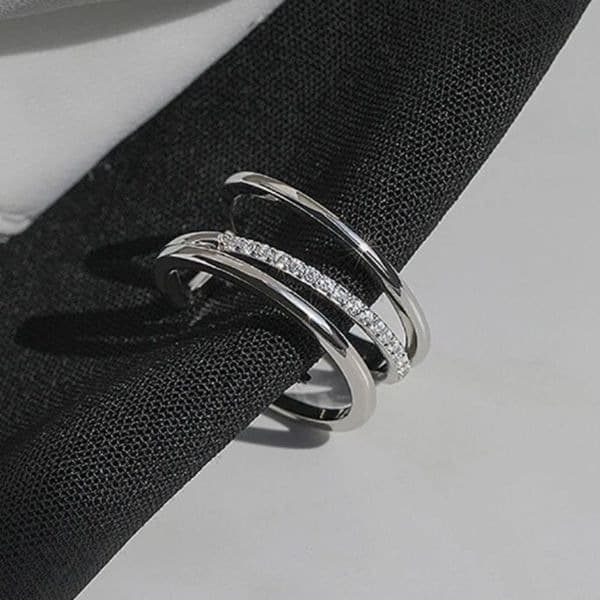 - The Triple Bling Ring adjustable in 925 silver & cubic zirconia - Thumbnail 3