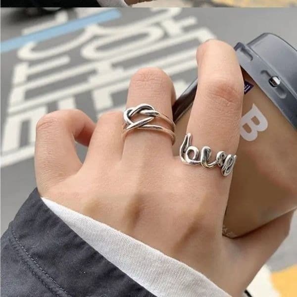 The Cursive Love Ring adjustable in 925 silver - Thumbnail 5