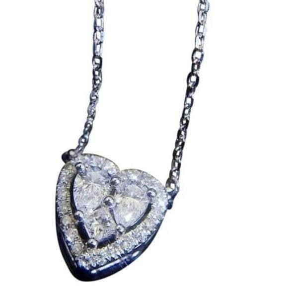 The Loving Heart Pendant Cubic Zirconia & 925 Silver Necklace - Thumbnail 7