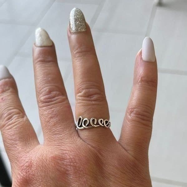 The Cursive Love Ring adjustable in 925 silver - Thumbnail 2