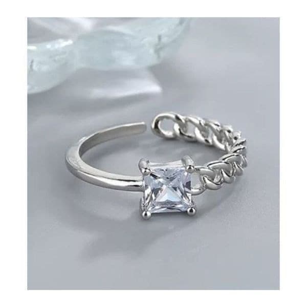 The Multi Ring adjustable 925 half link ring with cubic zirconia - Thumbnail 3
