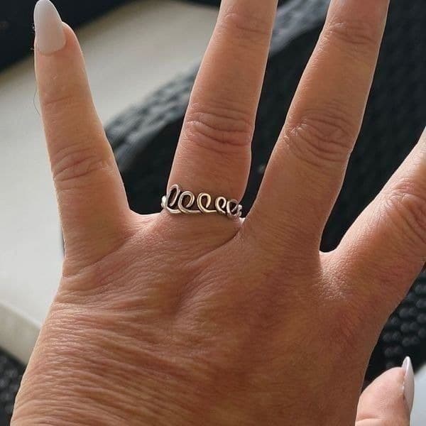 The Cursive Love Ring adjustable in 925 silver - Thumbnail 8