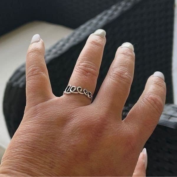 The Cursive Love Ring adjustable in 925 silver - Thumbnail 10